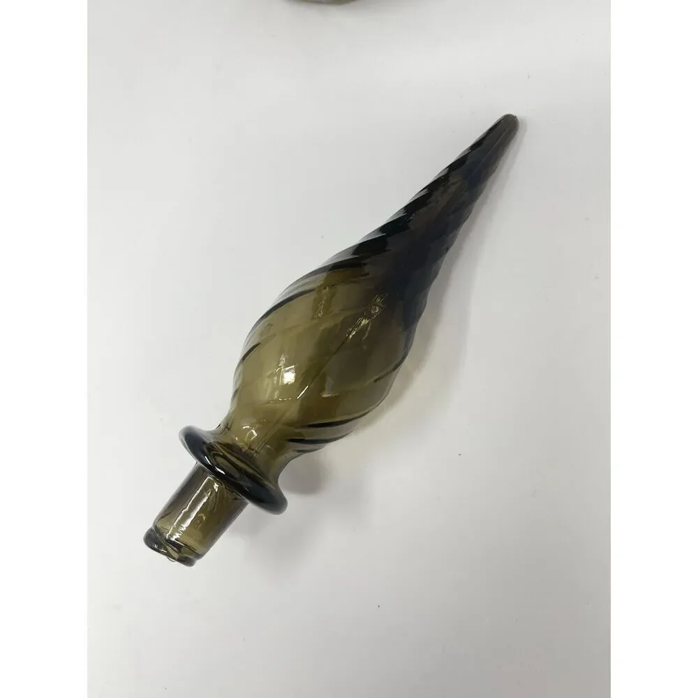 Vintage Guildcraft Empoli Smoke Gray Glass Genie Bottle Decanter 21” W/ Stopper